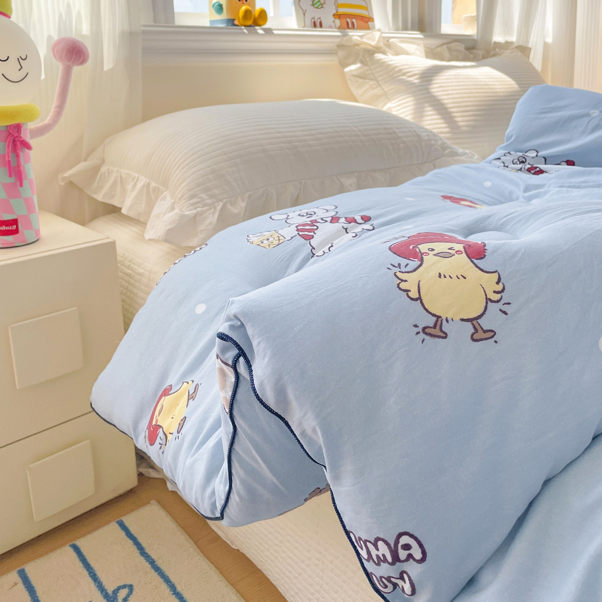 91家纺网 家纺一手货源 找家纺 寐居家纺 2025新款水洗棉印花冬被被子被芯 叮咚鸡