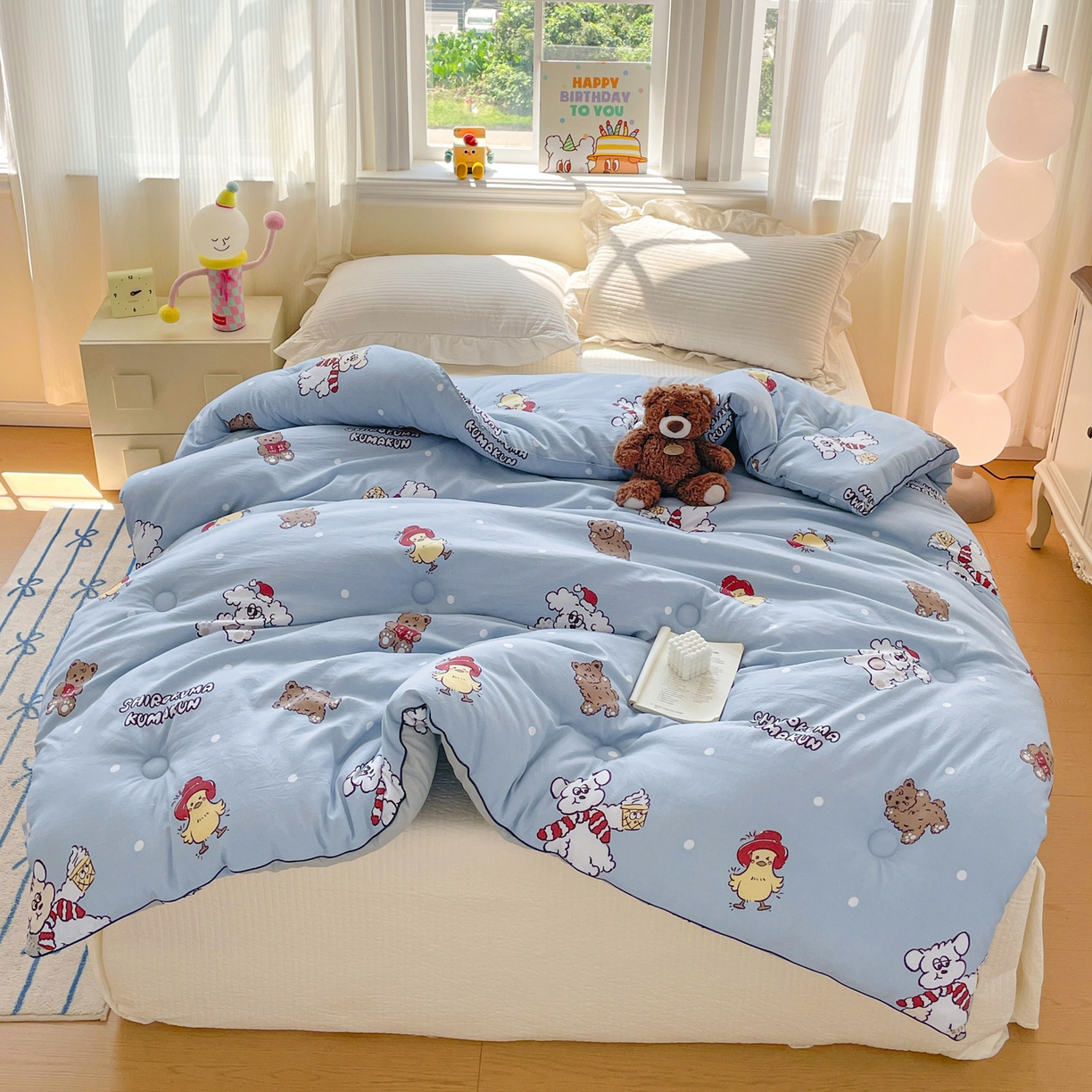 91家纺网 家纺一手货源 找家纺 寐居家纺 2025新款水洗棉印花冬被被子被芯 叮咚鸡