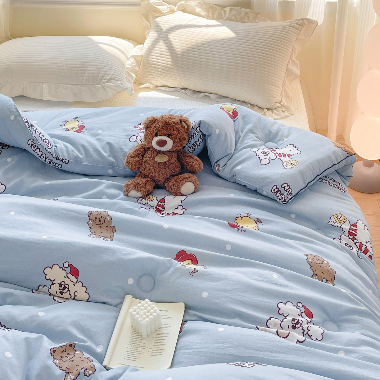 91家纺网 家纺一手货源 找家纺 寐居家纺 2025新款水洗棉印花冬被被子被芯 叮咚鸡