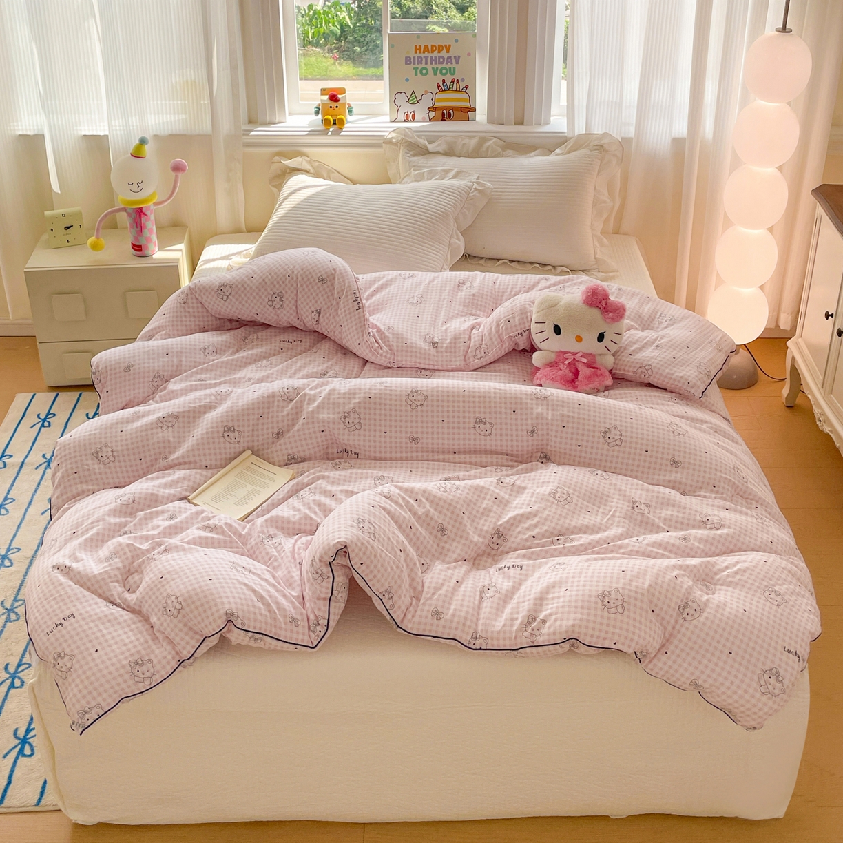 91家纺网 家纺一手货源 找家纺 寐居家纺 2025新款水洗棉印花冬被被子被芯 LUCKY 猫