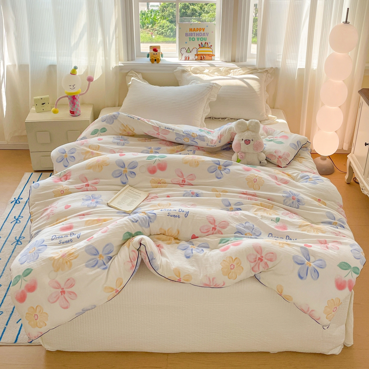 91家纺网 家纺一手货源 找家纺 寐居家纺 2025新款水洗棉印花冬被被子被芯 秘密花园