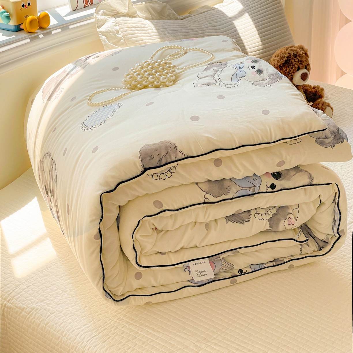 寐居家纺 2025新款水洗棉印花冬被被子被芯 安妮宝贝