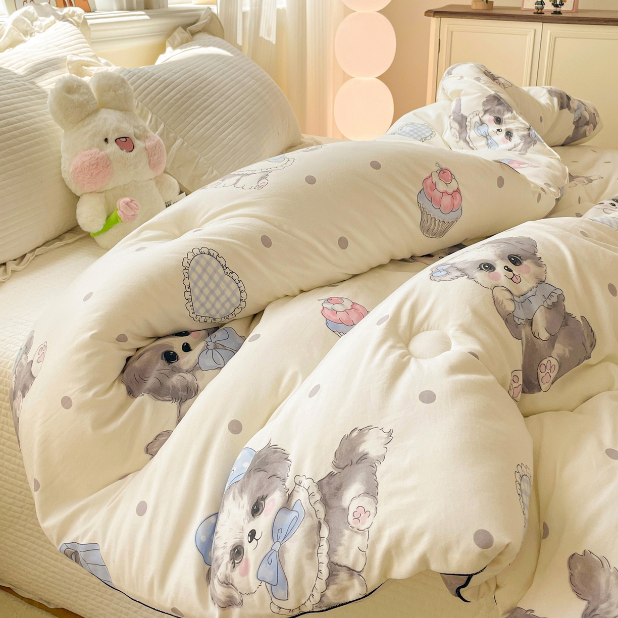 91家纺网 家纺一手货源 找家纺 寐居家纺 2025新款水洗棉印花冬被被子被芯 安妮宝贝