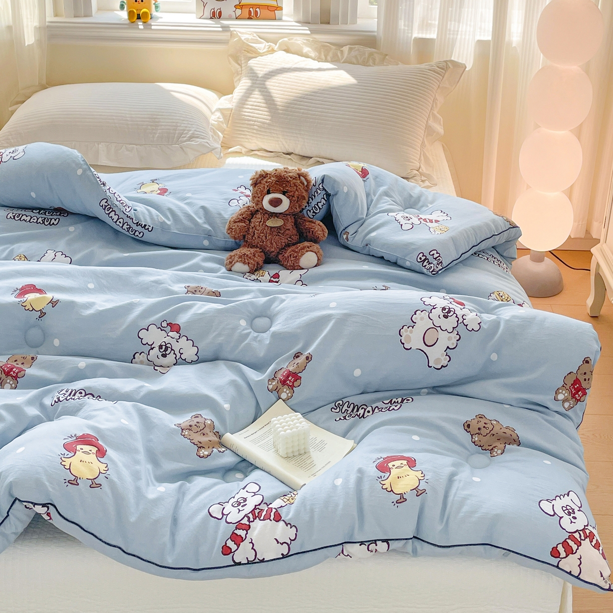 91家纺网 家纺一手货源 找家纺 寐居家纺 2025新款水洗棉印花冬被被子被芯 叮咚鸡