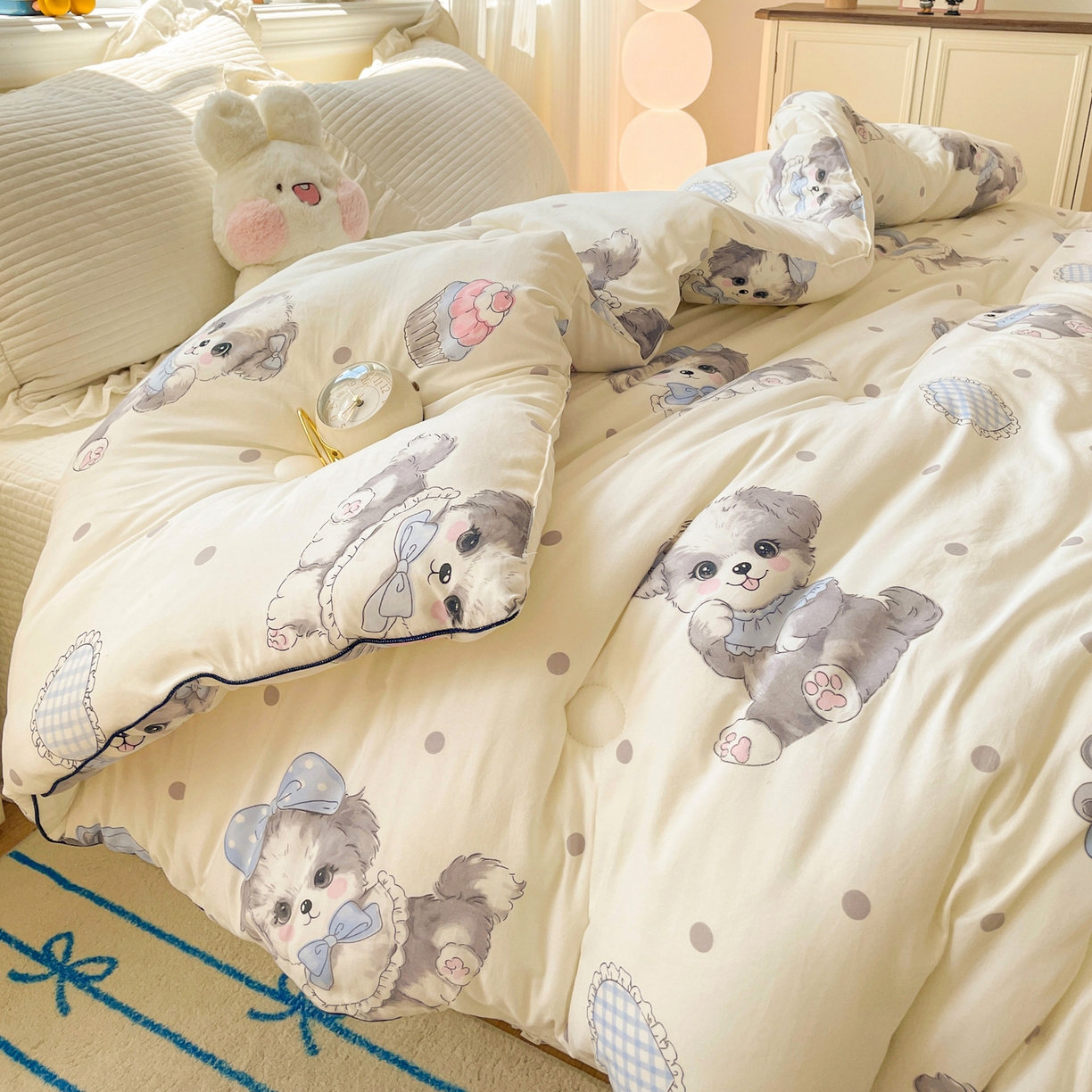 91家纺网 家纺一手货源 找家纺 寐居家纺 2025新款水洗棉印花冬被被子被芯 安妮宝贝