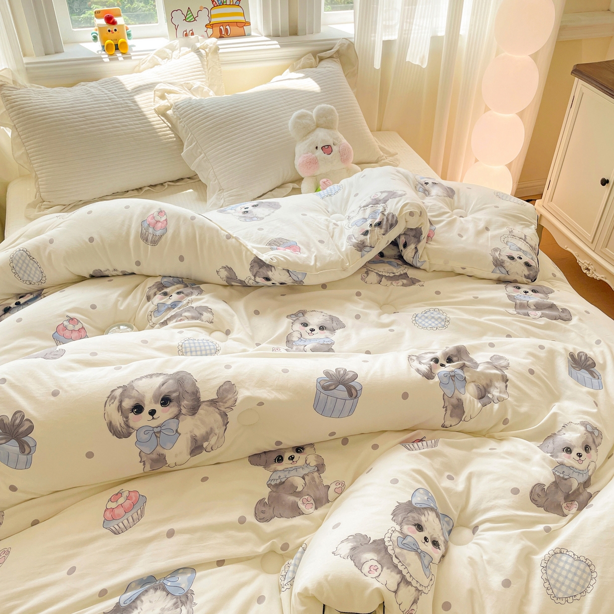 91家纺网 家纺一手货源 找家纺 寐居家纺 2025新款水洗棉印花冬被被子被芯 安妮宝贝