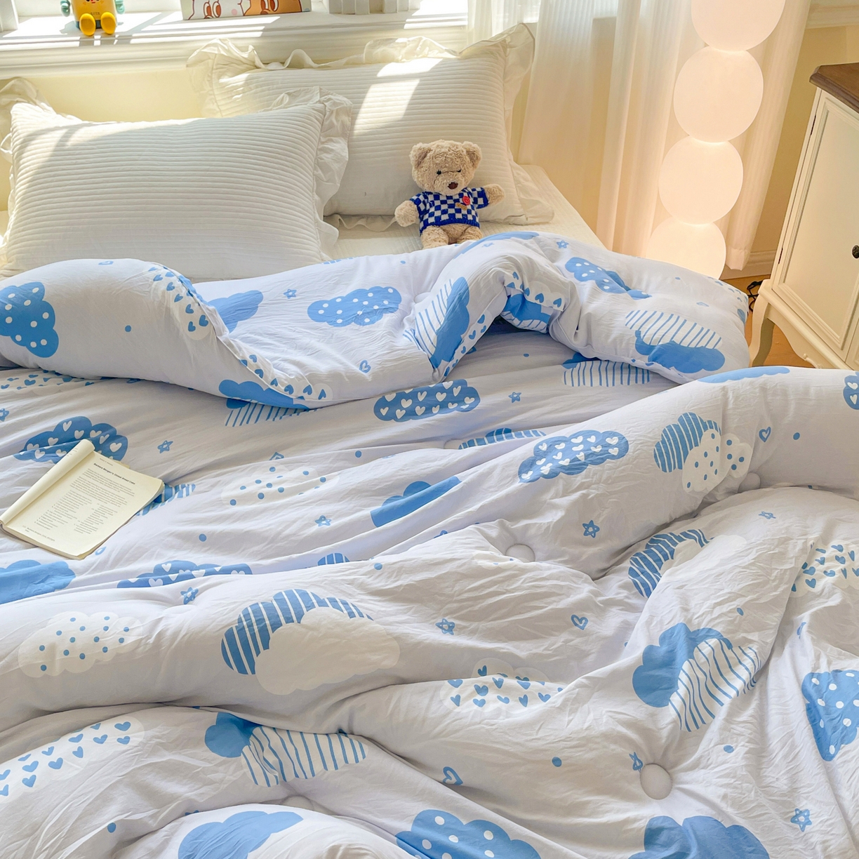 91家纺网 家纺一手货源 找家纺 寐居家纺 2025新款水洗棉印花冬被被子被芯 春雨绵绵