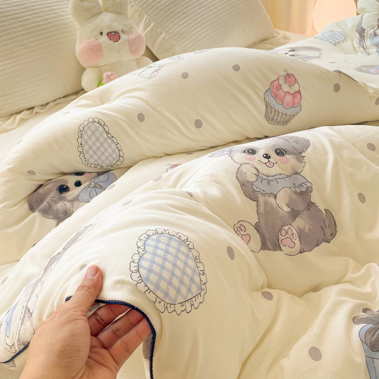 91家纺网 家纺一手货源 找家纺 寐居家纺 2025新款水洗棉印花冬被被子被芯 安妮宝贝