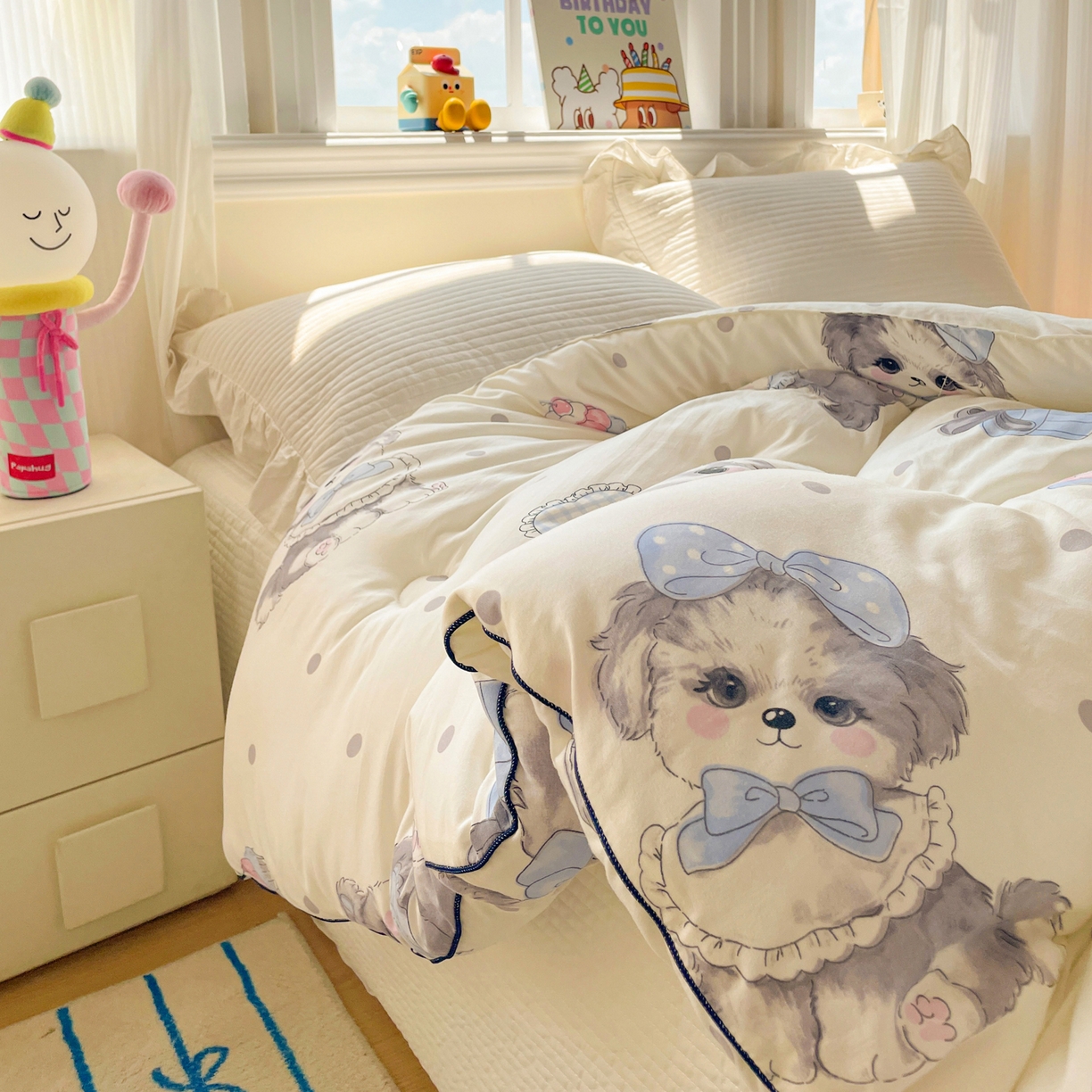 91家纺网 家纺一手货源 找家纺 寐居家纺 2025新款水洗棉印花冬被被子被芯 安妮宝贝