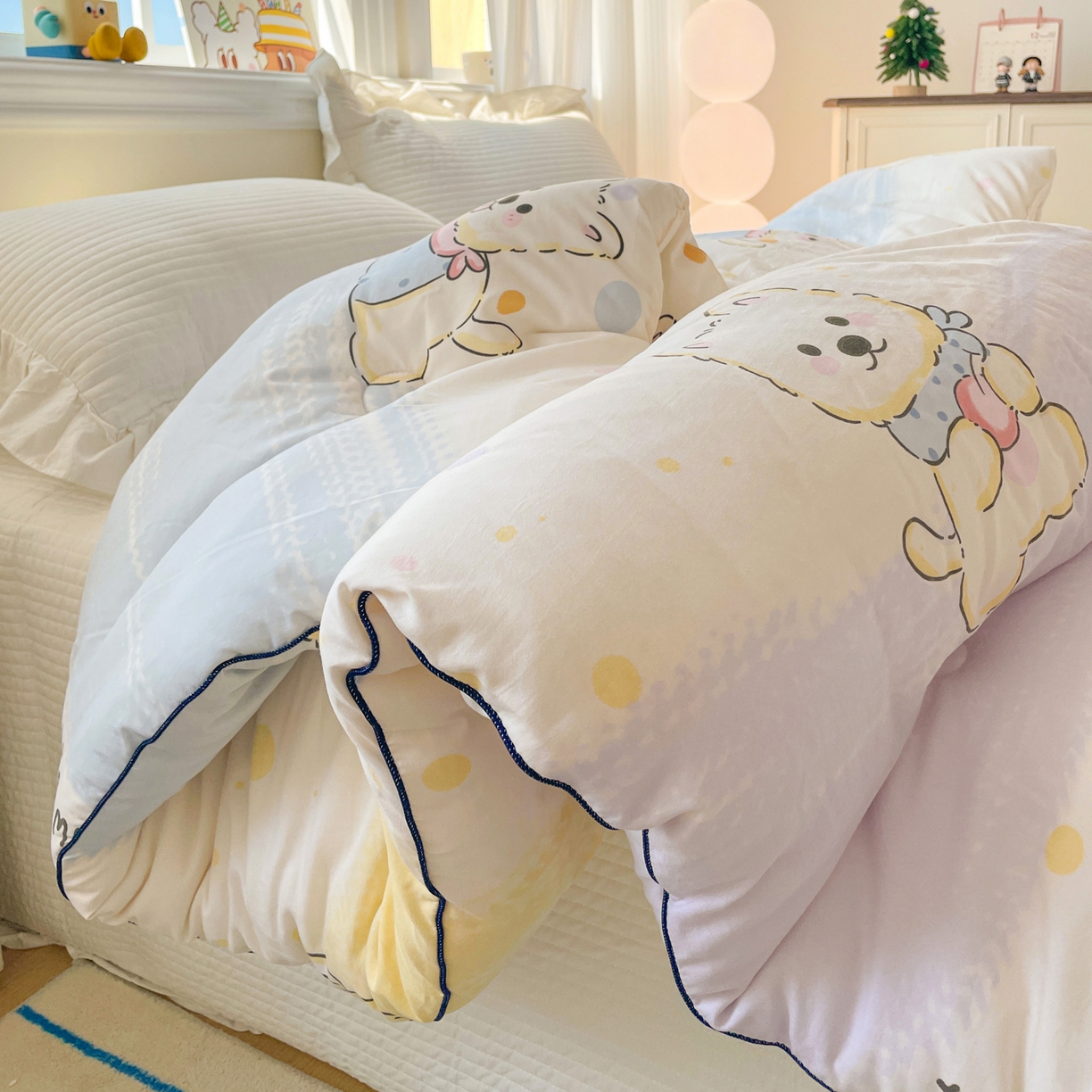 91家纺网 家纺一手货源 找家纺 寐居家纺 2025新款水洗棉印花冬被被子被芯 奇幻西高地