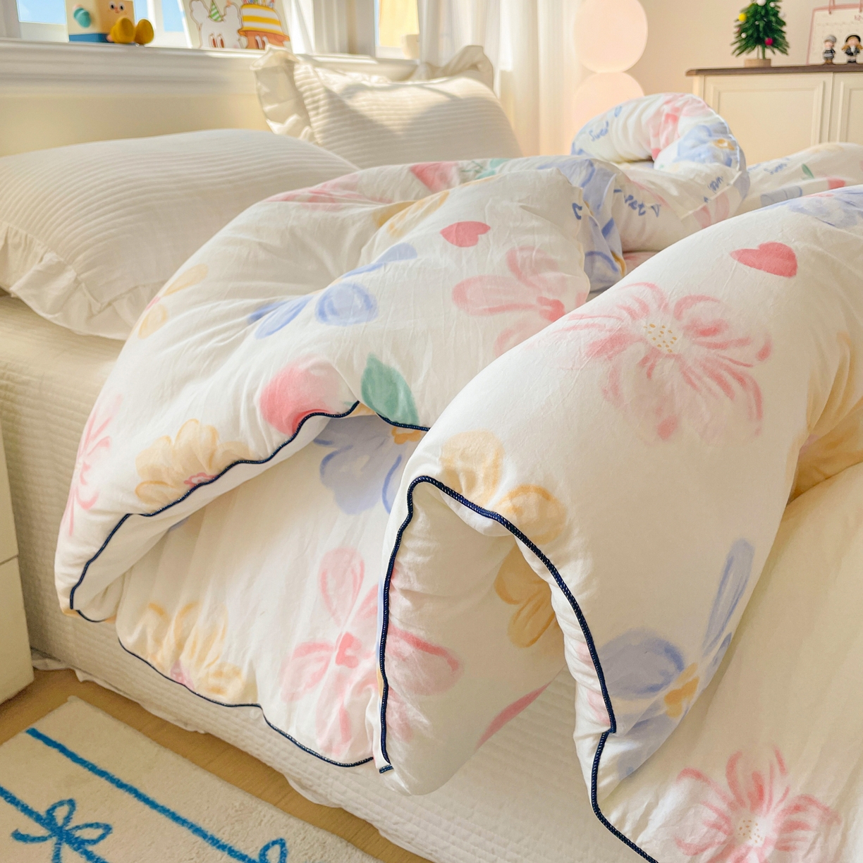 91家纺网 家纺一手货源 找家纺 寐居家纺 2025新款水洗棉印花冬被被子被芯 秘密花园