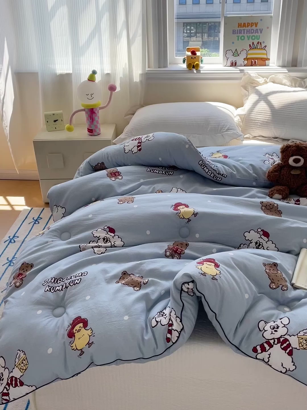 91家纺网 家纺一手货源 找家纺 寐居家纺 2025新款水洗棉印花冬被被子被芯 叮咚鸡