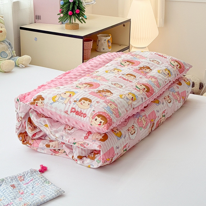 91家纺网 家纺一手货源 找家纺 （总）十九色 2025新款亲肤舒适活套可拆全棉豆豆绒儿童睡袋防踢被