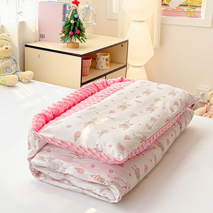 91家纺网 家纺一手货源 找家纺 （总）十九色 2025新款亲肤舒适活套可拆全棉豆豆绒儿童睡袋防踢被