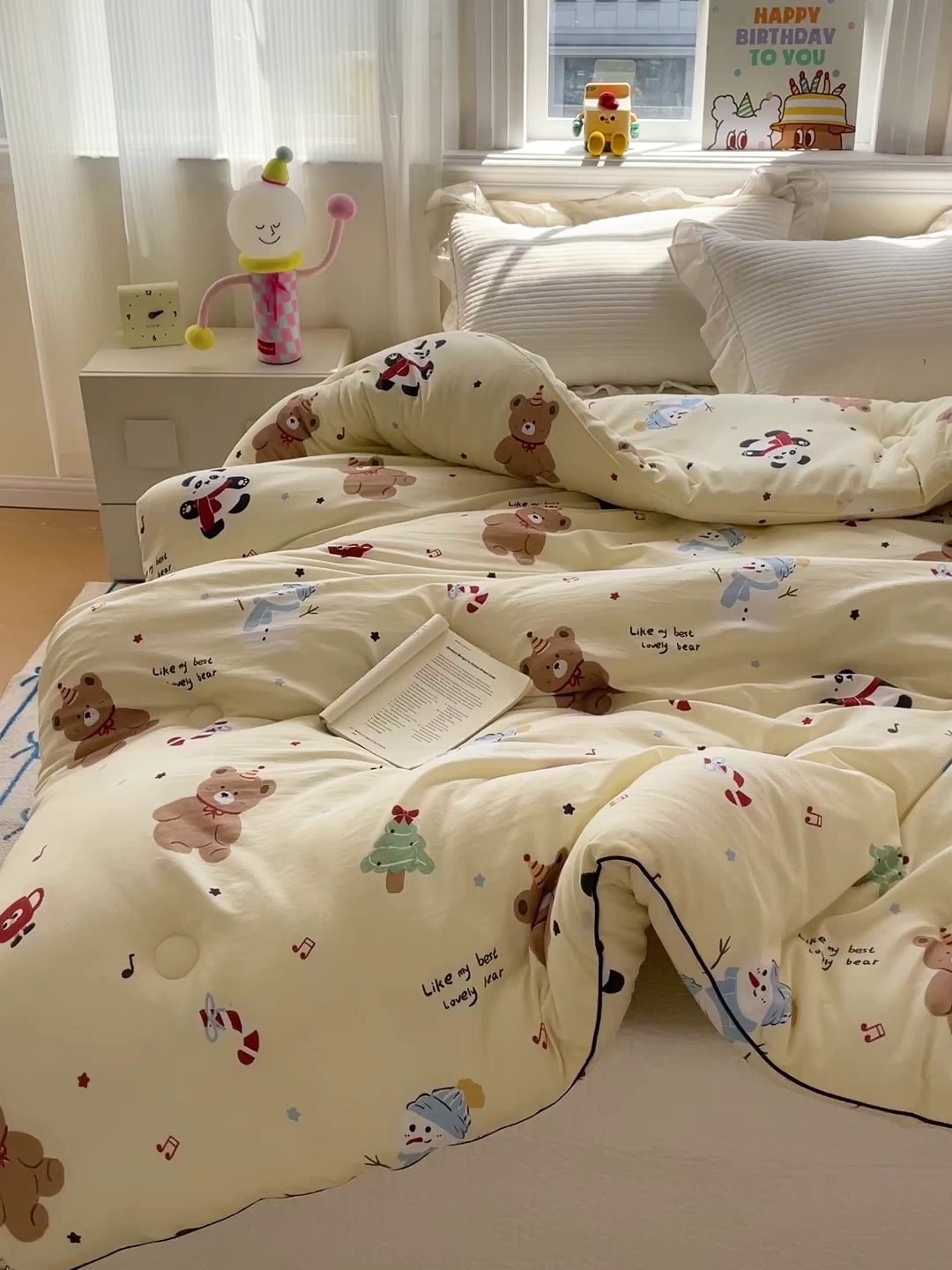 91家纺网 家纺一手货源 找家纺 寐居家纺 2025新款水洗棉印花冬被被子被芯 清新萌宠