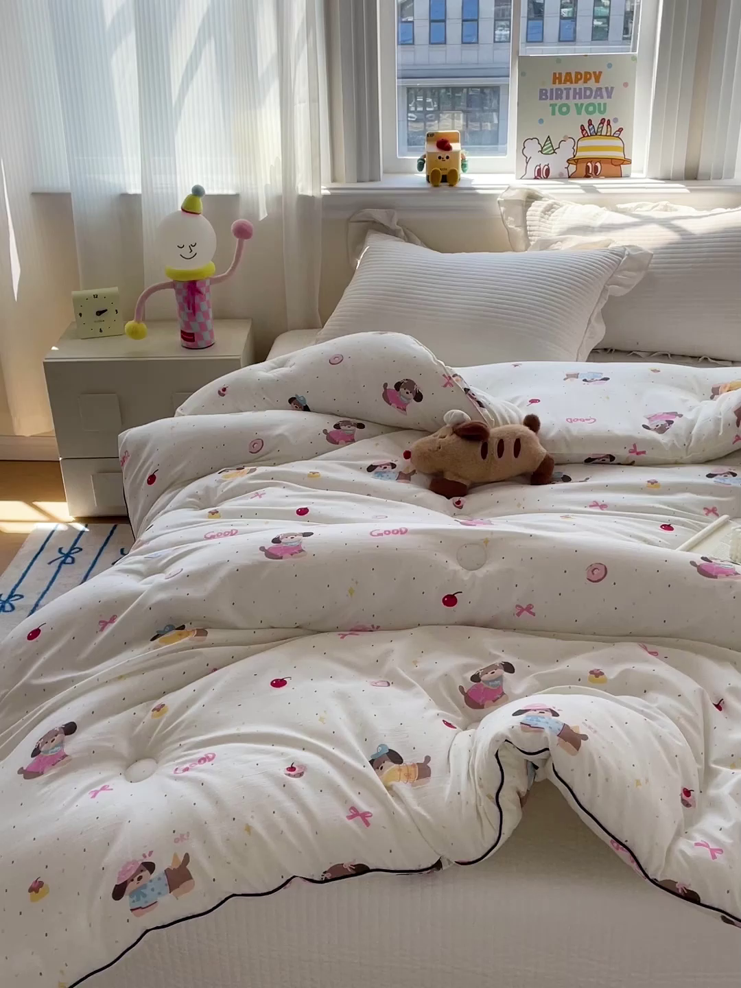 91家纺网 家纺一手货源 找家纺 寐居家纺 2025新款水洗棉印花冬被被子被芯 嘟嘟狗