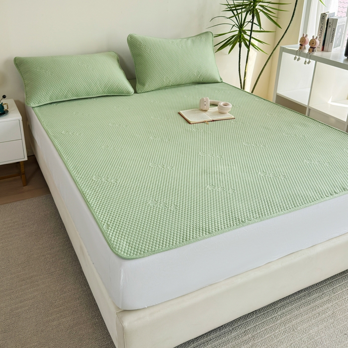 91家纺网 家纺一手货源 找家纺 梵克保罗 2025春夏新款5D席豆豆圆角床席款凉席席子 轻奢-绿