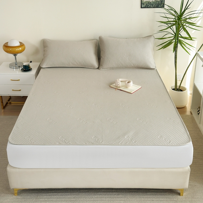 91家纺网 家纺一手货源 找家纺 梵克保罗 2025春夏新款5D席豆豆圆角床席款凉席席子 轻奢-金