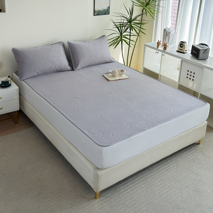 91家纺网 家纺一手货源 找家纺 梵克保罗 2025春夏新款5D席豆豆圆角床席款凉席席子 轻奢-灰