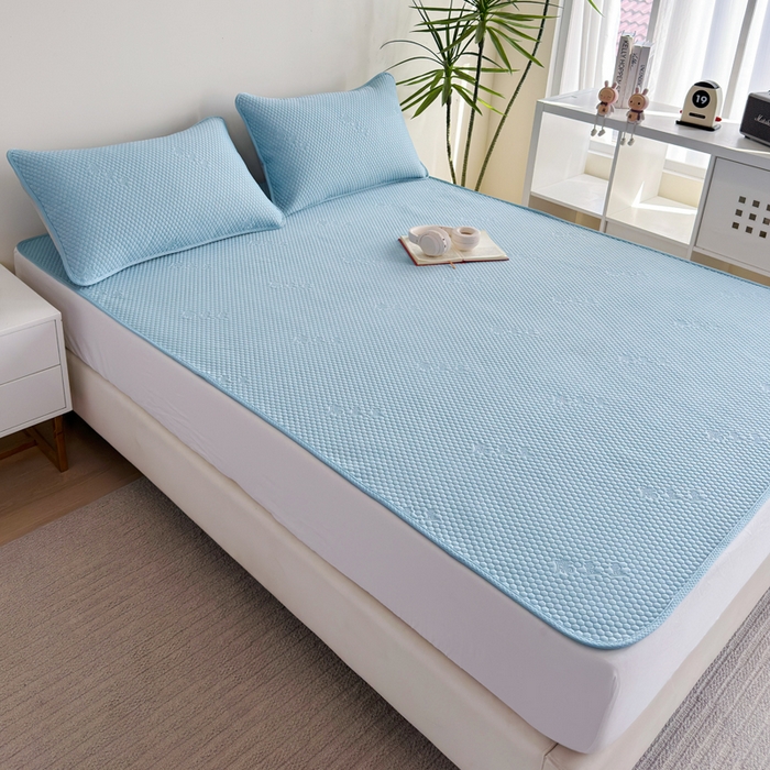 91家纺网 家纺一手货源 找家纺 梵克保罗 2025春夏新款5D席豆豆圆角床席款凉席席子 轻奢-蓝