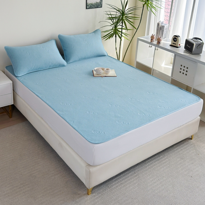 91家纺网 家纺一手货源 找家纺 梵克保罗 2025春夏新款5D席豆豆圆角床席款凉席席子 轻奢-蓝