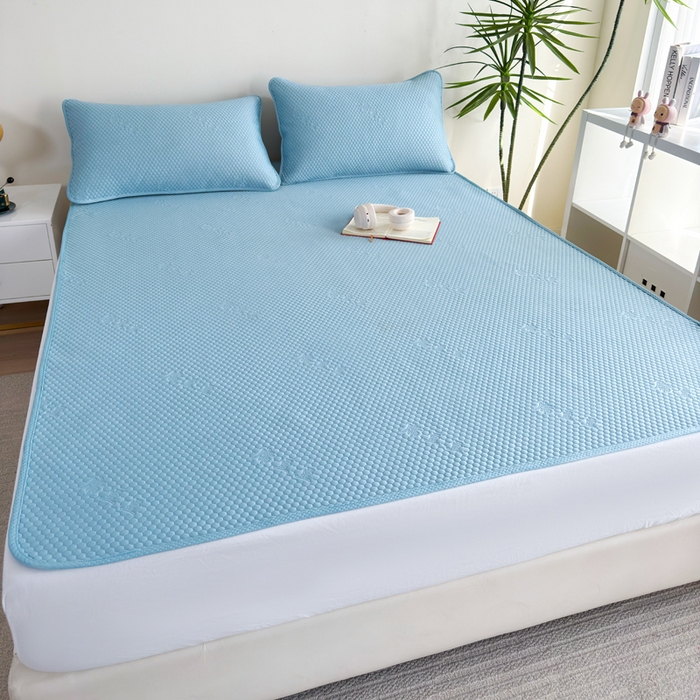 91家纺网 家纺一手货源 找家纺 梵克保罗 2025春夏新款5D席豆豆圆角床席款凉席席子 轻奢-蓝