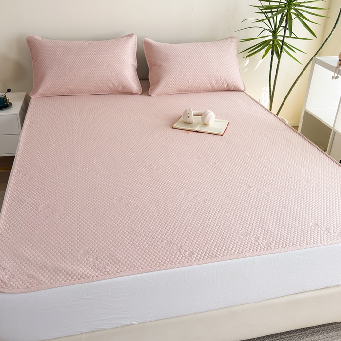 91家纺网 家纺一手货源 找家纺 梵克保罗 2025春夏新款5D席豆豆圆角床席款凉席席子 轻奢-粉