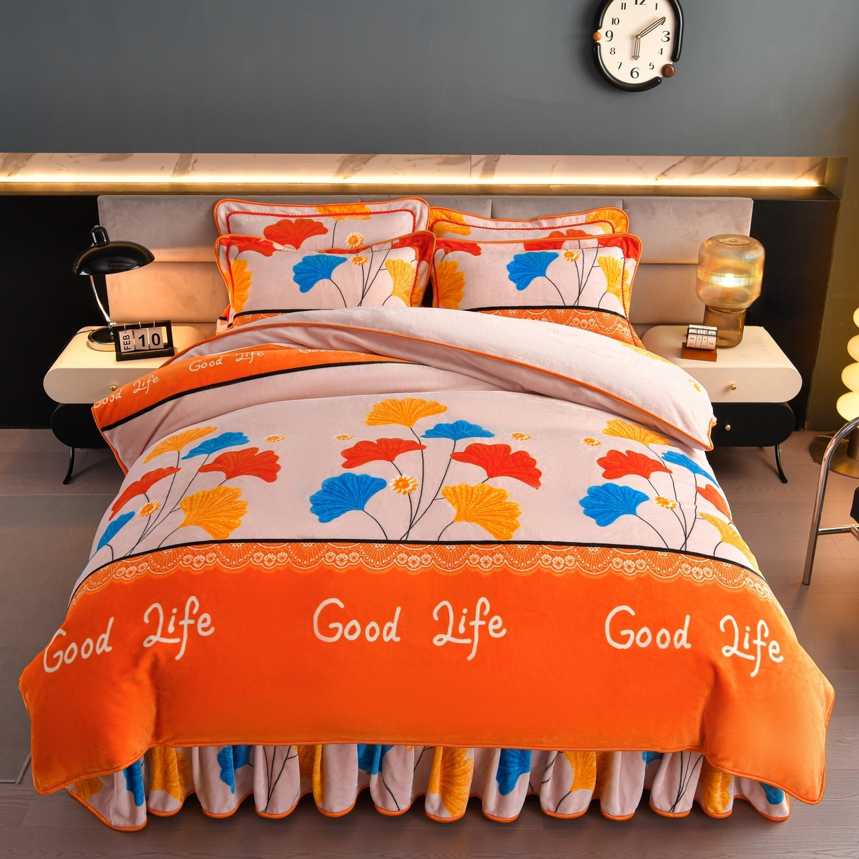 91家纺网 家纺一手货源 找家纺 （总）董成龙家纺 2025新款高克重9-10斤加厚印花超柔牛奶绒爆款法莱绒金貂绒床裙四件套控价