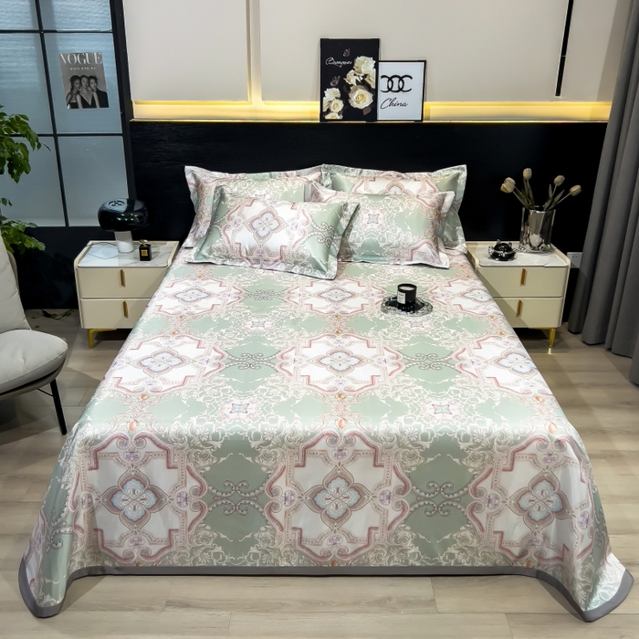 91家纺网 家纺一手货源 找家纺 （总）梵克保罗 2025新款冰丝凉席床单款凉席三件套