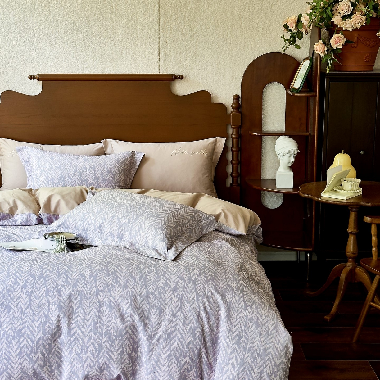 91家纺网 家纺一手货源 找家纺 （总）由丽家纺 2025新款亲肤全棉纯棉磨毛印加绣四件套