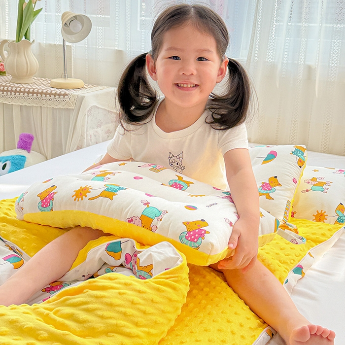 91家纺网 家纺一手货源 找家纺 十九色 2025新款亲肤舒适活套可拆全棉豆豆绒儿童睡袋防踢被 度假狗