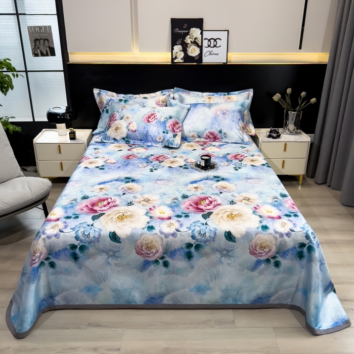 91家纺网 家纺一手货源 找家纺 （总）梵克保罗 2025新款冰丝凉席床单款凉席三件套