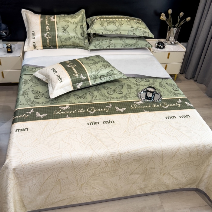 91家纺网 家纺一手货源 找家纺 梵克保罗 2025新款冰丝凉席床单款凉席三件套 爱与蝶