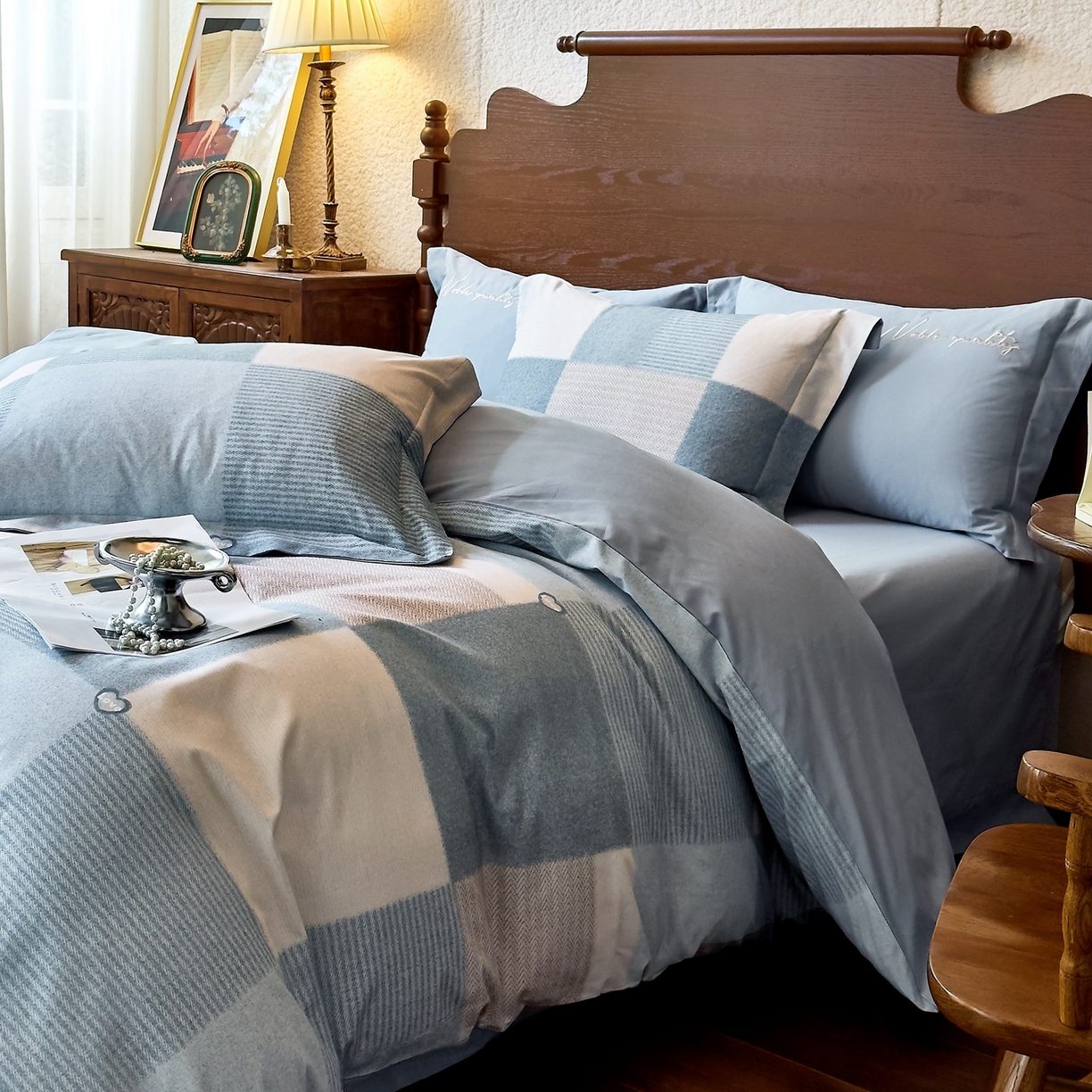 91家纺网 家纺一手货源 找家纺 （总）由丽家纺 2025新款亲肤全棉纯棉磨毛印加绣四件套