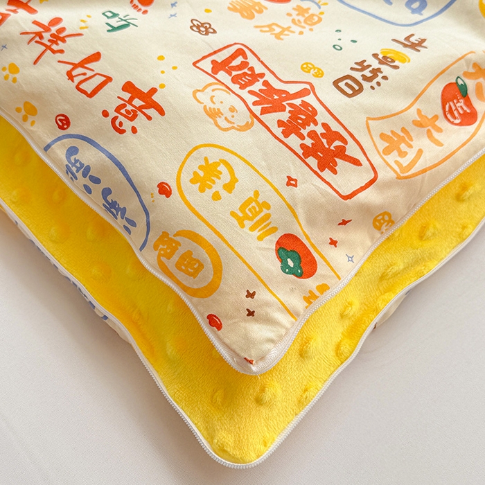 91家纺网 家纺一手货源 找家纺 十九色 2025新款亲肤舒适活套可拆全棉豆豆绒儿童睡袋防踢被 好运满满