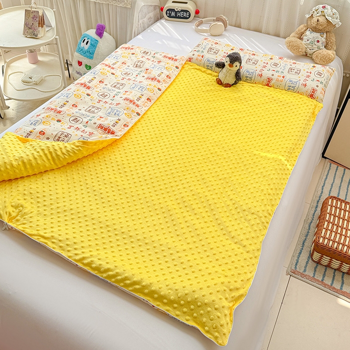 91家纺网 家纺一手货源 找家纺 十九色 2025新款亲肤舒适活套可拆全棉豆豆绒儿童睡袋防踢被 好运满满