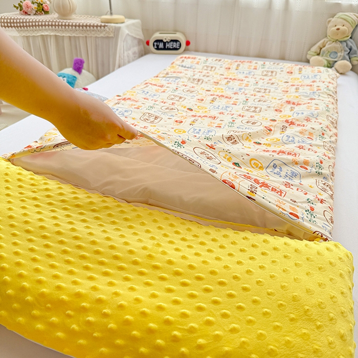 91家纺网 家纺一手货源 找家纺 十九色 2025新款亲肤舒适活套可拆全棉豆豆绒儿童睡袋防踢被 好运满满