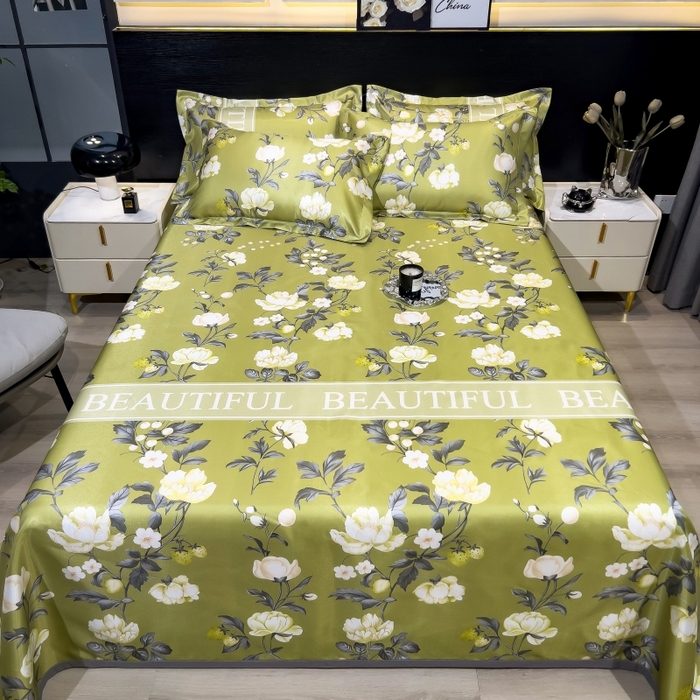 91家纺网 家纺一手货源 找家纺 梵克保罗 2025新款冰丝凉席床单款凉席三件套 春藤