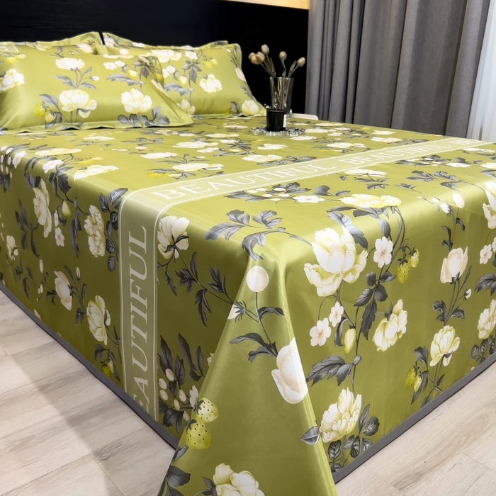 91家纺网 家纺一手货源 找家纺 梵克保罗 2025新款冰丝凉席床单款凉席三件套 春藤