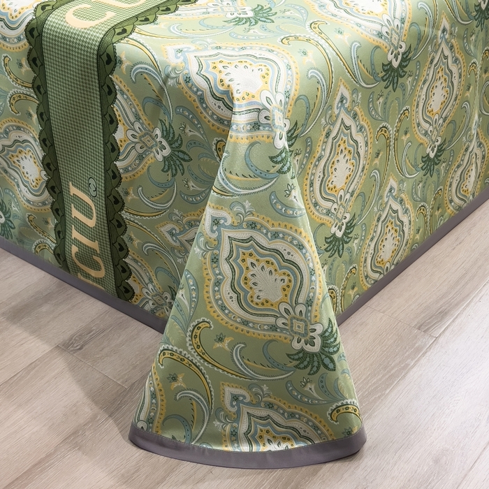 91家纺网 家纺一手货源 找家纺 梵克保罗 2025新款冰丝凉席床单款凉席三件套 春夏绿