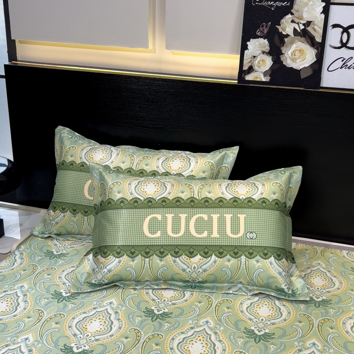 91家纺网 家纺一手货源 找家纺 梵克保罗 2025新款冰丝凉席床单款凉席三件套 春夏绿