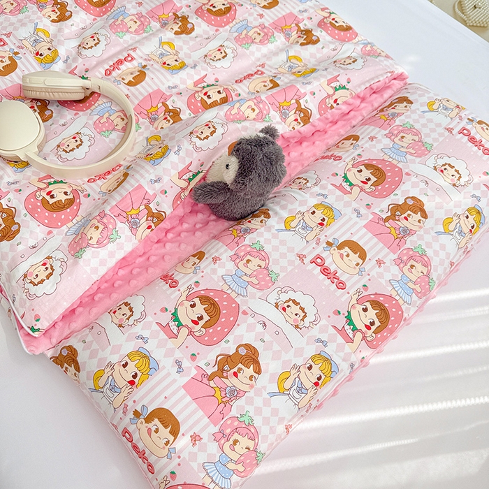 91家纺网 家纺一手货源 找家纺 十九色 2025新款亲肤舒适活套可拆全棉豆豆绒儿童睡袋防踢被 美味