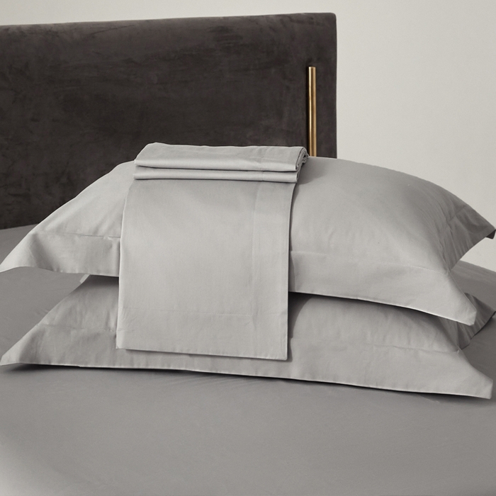 91家纺网 家纺一手货源 找家纺 柔觉家纺 新款50*50双股长绒棉纯色磨毛四件套 雅致银