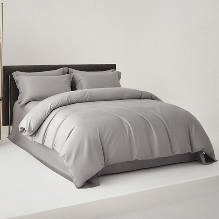 91家纺网 家纺一手货源 找家纺 柔觉家纺 新款50*50双股长绒棉纯色磨毛四件套 雅致银