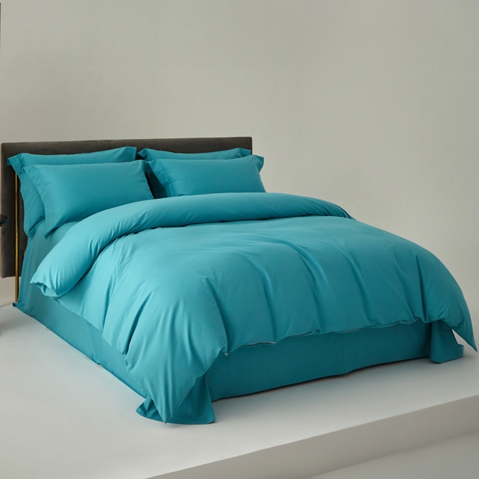 91家纺网 家纺一手货源 找家纺 柔觉家纺 新款50*50双股长绒棉纯色磨毛四件套 迈阿密兰