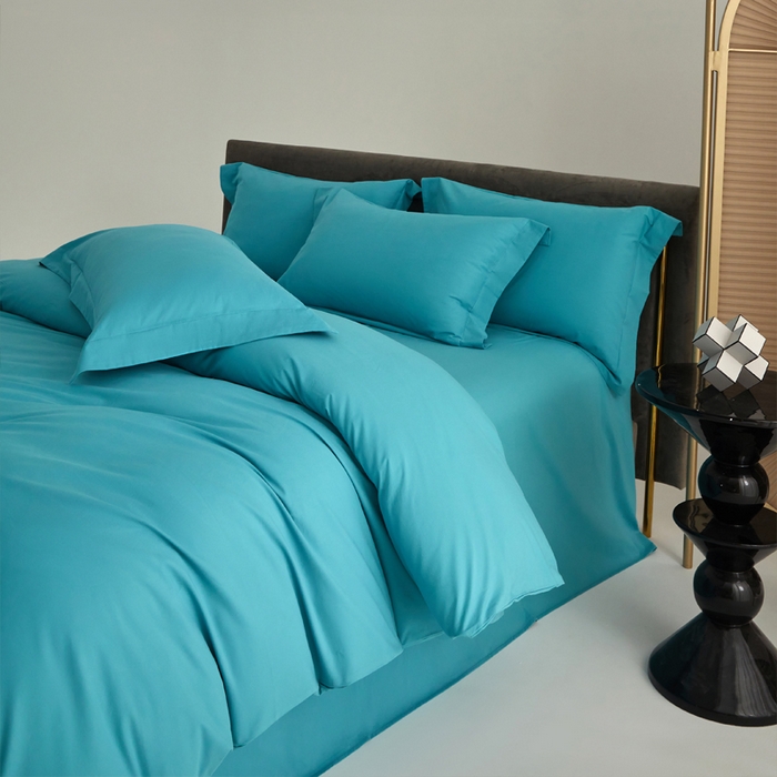 柔觉家纺 新款50*50双股长绒棉纯色磨毛四件套 迈阿密兰