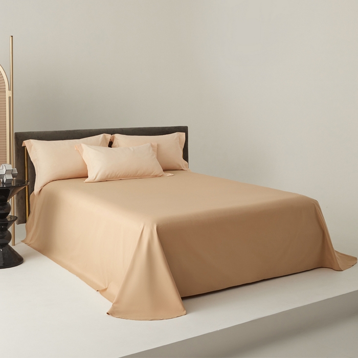 91家纺网 家纺一手货源 找家纺 柔觉家纺 新款50*50双股长绒棉纯色磨毛四件套 香草色-奶酪黄