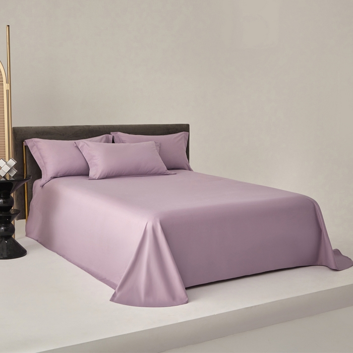 91家纺网 家纺一手货源 找家纺 柔觉家纺 新款50*50双股长绒棉纯色磨毛四件套 蔷薇紫