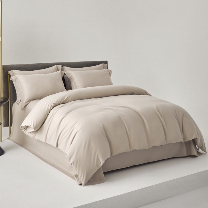 91家纺网 家纺一手货源 找家纺 柔觉家纺 新款50*50双股长绒棉纯色磨毛四件套 卡布其