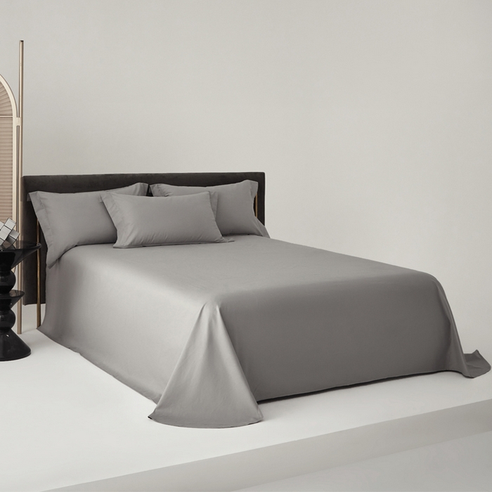 91家纺网 家纺一手货源 找家纺 柔觉家纺 新款50*50双股长绒棉纯色磨毛四件套 雅致银